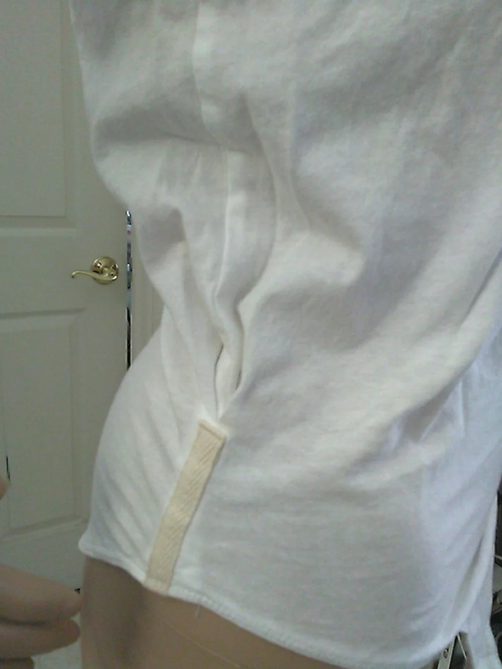 NWOT FREE PEOPLE BODYSUIT UNIQUE White Crewneck SZ.XS (SIDE CUT DIFF.)